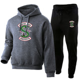 Slytherin Hoodie Riverdale Trendy Fleece-Lined Hooded Pullover Men's and Women's Casual Sports Suit