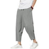 Men Casual Pants plus Size Loose Trousers Chinese Style Summer Men's Loose plus Size Ice Silk Wide Leg Men's Casual Pants