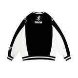 Mens Fall Outfits Retro High Street Sports Baseball Uniform V-neck Sweatshirt Long Sleeve Loose Bottoming Shirt