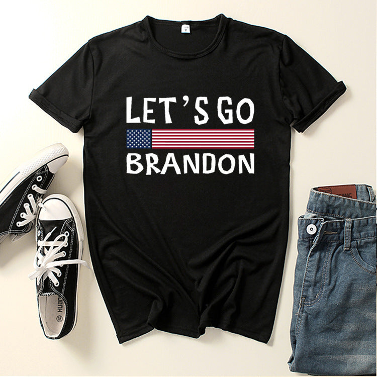 Let's Go Brandon T Shirt Letter Short Sleeve Printed Fashion T-shirt