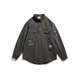 Men Shacket Long Sleeve Autumn Shirt Autumn Leisure Shirt Solid Color Retro Shirt for Men