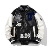 First Row Varsity Jacket Color Matching Clip PU Leather Baseball Uniform