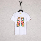 A Ape Print T Shirt Summer Zipper Printed Short Sleeve