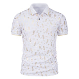 Men Shirt Fashion Slim Fit Shirts Short Sleeve Shirt Large Size Casual Top Summer Men's Fashion Print Short Sleeve Casual Polo Collar Polo Shirt Men