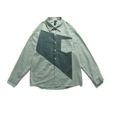 Men Shacket Long Sleeve Autumn Shirt Autumn Loose Fashion Color Contrast Stitching Shirt