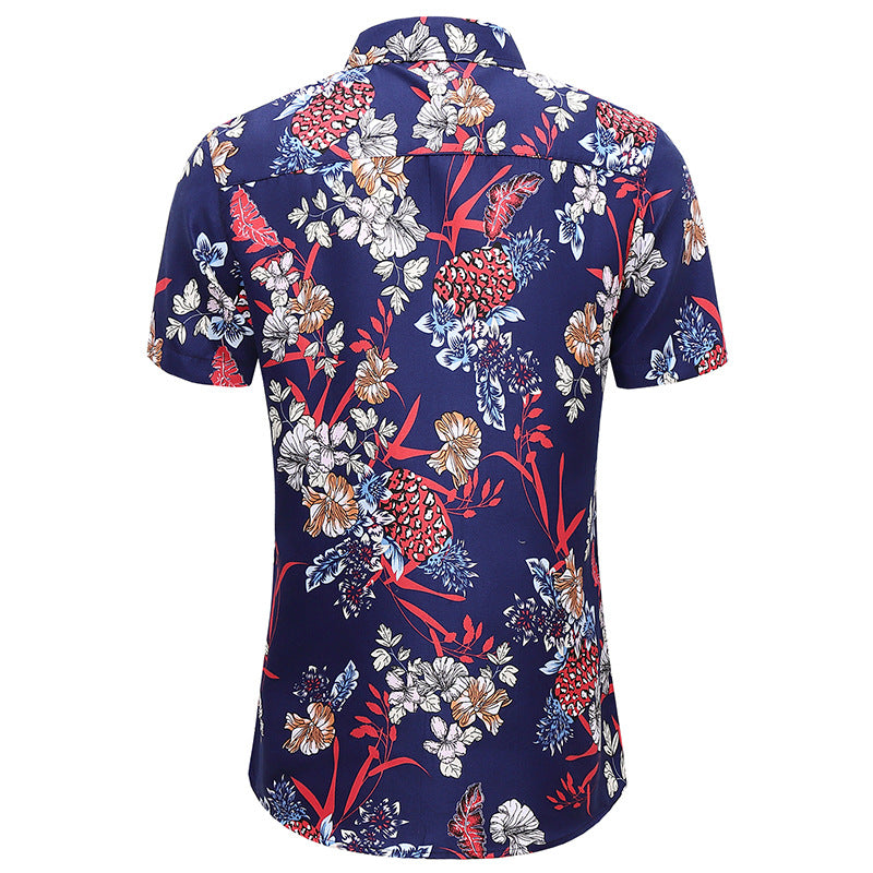 Summer Men's Flower Short Sleeve Large Size Fashion Trendy Casual Retro Sports Men Shirt