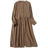 Green Fairycore Dress Japanese Style Design round Neck Dress Mori Style Niche Loose Waist Cardigan Large Swing Skirt A- Line Skirt Autumn