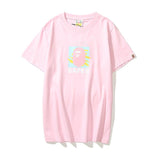 A Ape Print T Shirt Summer Loose Leisure Pullover Letter Short Sleeve T-shirt