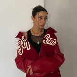 Cheerleader Letterman Jacket Letter Printed Stand Collar