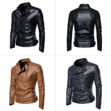 Urban Leather Jacket Men's Leather Coat Male Youth Stand Collar Punk Male Motorcycle PU Leather Jacket