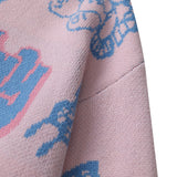 Men Fall Outfits Hip Hop Bear Jacquard Loose-Fitting Pullover Sweaters Coat
