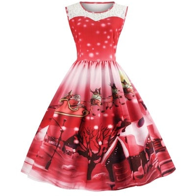 Valentine's Day Outfits Stitching Sleeveless Swing Dress