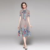 Russian Style Dress Women's Summer Tight Waist Printed Dress