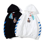 Autumn And Winter Off Women Holding Flowers Basket Pattern Velvet Padded Hooded Sweatshirt