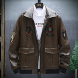 80's Leather Jacket Autumn Men's Leather Jacket Jacket Badge Labeling Embroidered Motorcycle Leather Coat