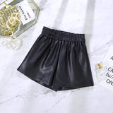 Leather Shorts Autumn Winter Autumn Loose-Fitting Wide-Leg Slim-Fit Spring and Autumn High Waist Leather Shorts