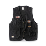 Men's Clothing Spring plus Size Retro Sports Men's Vest Military Badge Labeling Tooling Casual Jacket Men Coat