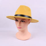 Fedora Hat Solid Color Fur Felt Hat British Retro Fedora Hat Men and Women Flat Brim Gentlemen's Hat