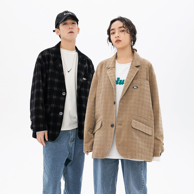 Spring Large Size Sports Retro Fashion Brand Casual Plaid Male Student Jacket Men Jacket