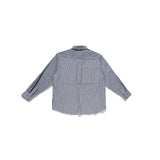 Men Shacket Long Sleeve Autumn Shirt Autumn Casual Shirt Black and White Patchwork Stripes Loose Couple Shirt Men