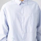 Men Shacket Long Sleeve Autumn Shirt Spring Solid Color Versatile Long Sleeve Shirt Stripes Embroidered Shirt