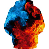 Fire and Ice Hoodie Colorful Flame Hoodie Sweater