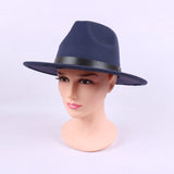 Fedora Hat Solid Color Fur Felt Hat British Retro Fedora Hat Men and Women Flat Brim Gentlemen's Hat