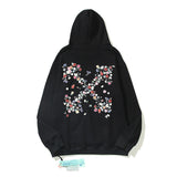 Autumn Off Arrow Print Hooded Loose Sweater Coat