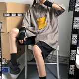 Harajuku Clothing for men Casual Shirts Color Block Shirt Men Summer Casual Loose Short Sleeves Cardigan Shirt