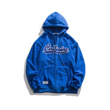 Men Fall Outfits Retro Hooded Coat Letter Flocking Embroidered Sports Sweater