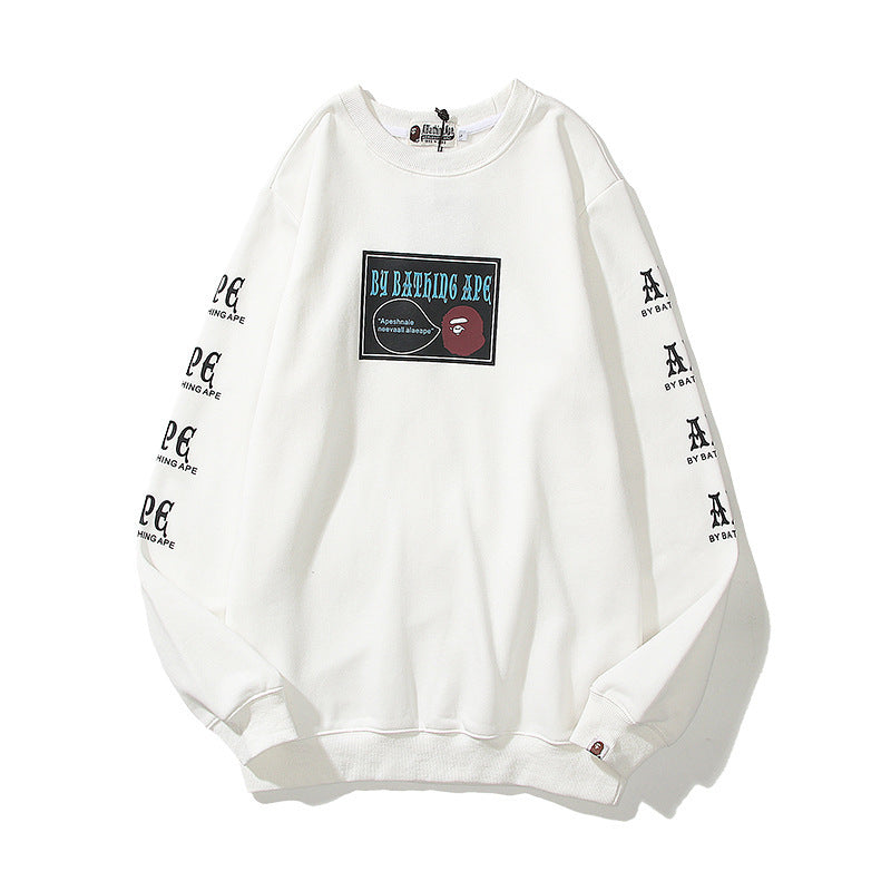 A Bath Ape Sweatshirt Autumn and Winter Men's Cotton Printed Long Sleeve round-Neck Pullover