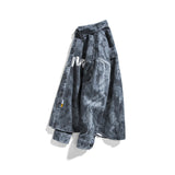 Men Shacket Long Sleeve Autumn Shirt Autumn Vintage Monochrome Printed Shirt Long Sleeve Coat Shirt Men