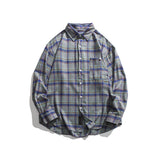 Men Shacket Long Sleeve Autumn Shirt Autumn Loose Plaid Shirt Men