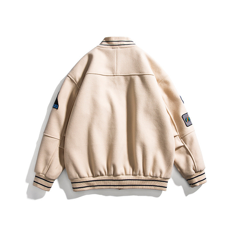 Men's Spring plus Size Sports Baseball Uniform Labeling Stand Collar Jacket Male Student Retro Coat Top Men Jacket