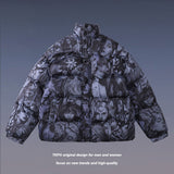 Men Fall Outfits Winter Tattoo Thickening Stand Collar Cotton Coat Jacket