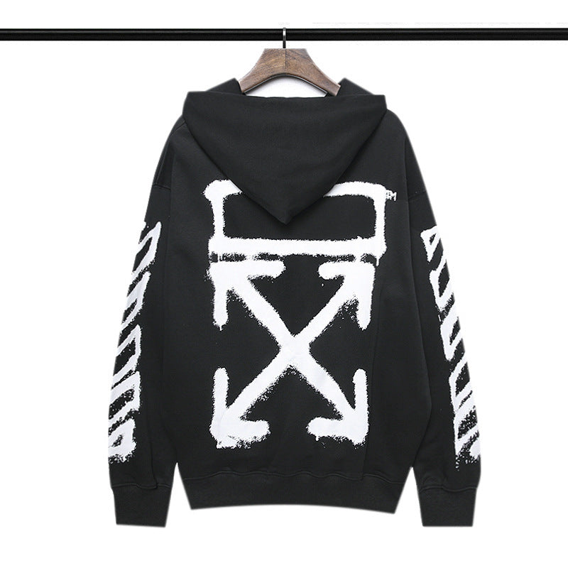 Autumn And Winter Graffiti Arrow Print Long Sleeve Hooded Sweater
