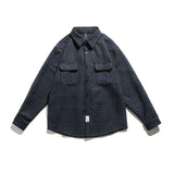 Men Shacket Long Sleeve Autumn Shirt Autumn Loose and Comfortable Lapel Plaid Shirt