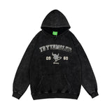Men Fall Outfits Simple Letters Embroidered Hoodie Retro Loose Couple Hoodies