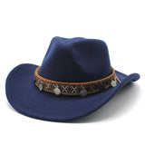 Wester Hats Autumn and Winter Western Denim Wool Jazz Top Hat Fur Felt Hat