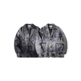 Men Fall Outfits Tie-Dye Gradient Long Sleeve Coat Leisure Suit