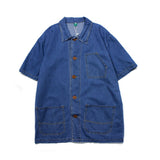 Harajuku Clothing Men's Casual Shirts Summer Workwear Denim Short-Sleeved Shirt for Men