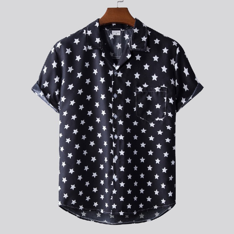 Men's Summer Short-Sleeved Printed Shirt Large Size Fashion Trend Casual Beach Style Men Shirt