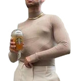 Rave Outfits Men Long Sleeve Shirt Bottoming Shirt Men's Fashion Stretch Sweater