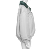 Cheerleader Letterman Jacket  Stitching Contrast Loose Pullover