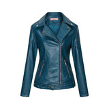 Hot Pink Motorcycle Jacket Autumn and Winter Zipper Pu Long Sleeve Lapel Leather Coat Slim Fit