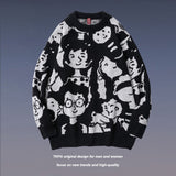 Men's Fall Outfits Cartoon Round Neck Sweater Men's Loose Sweater
