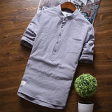 Men's Large Size Retro Sports Summer Short Sleeve Shirt Men's Three-Quarter Sleeve Shirt Cotton Linen Breathable Half Sleeve Men's Large Size Top Men Spring Hoodie