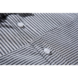 Men Shacket Long Sleeve Autumn Shirt Autumn Casual Shirt Black and White Patchwork Stripes Loose Couple Shirt Men