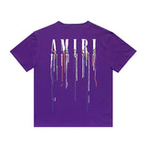 Amiri T Shirt Color Ink Splash Paint Colorful Casual Round Neck