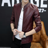 80's Leather Jacket Autumn and Winter Men's Casual Jacket Fleece-Lined Thickened Motorcycle Clothing Stand Collar Jacket